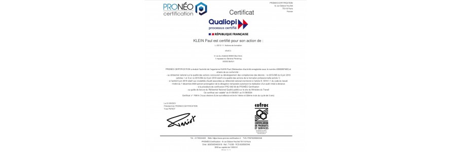 certificat Qualiopi PaulKLEIN